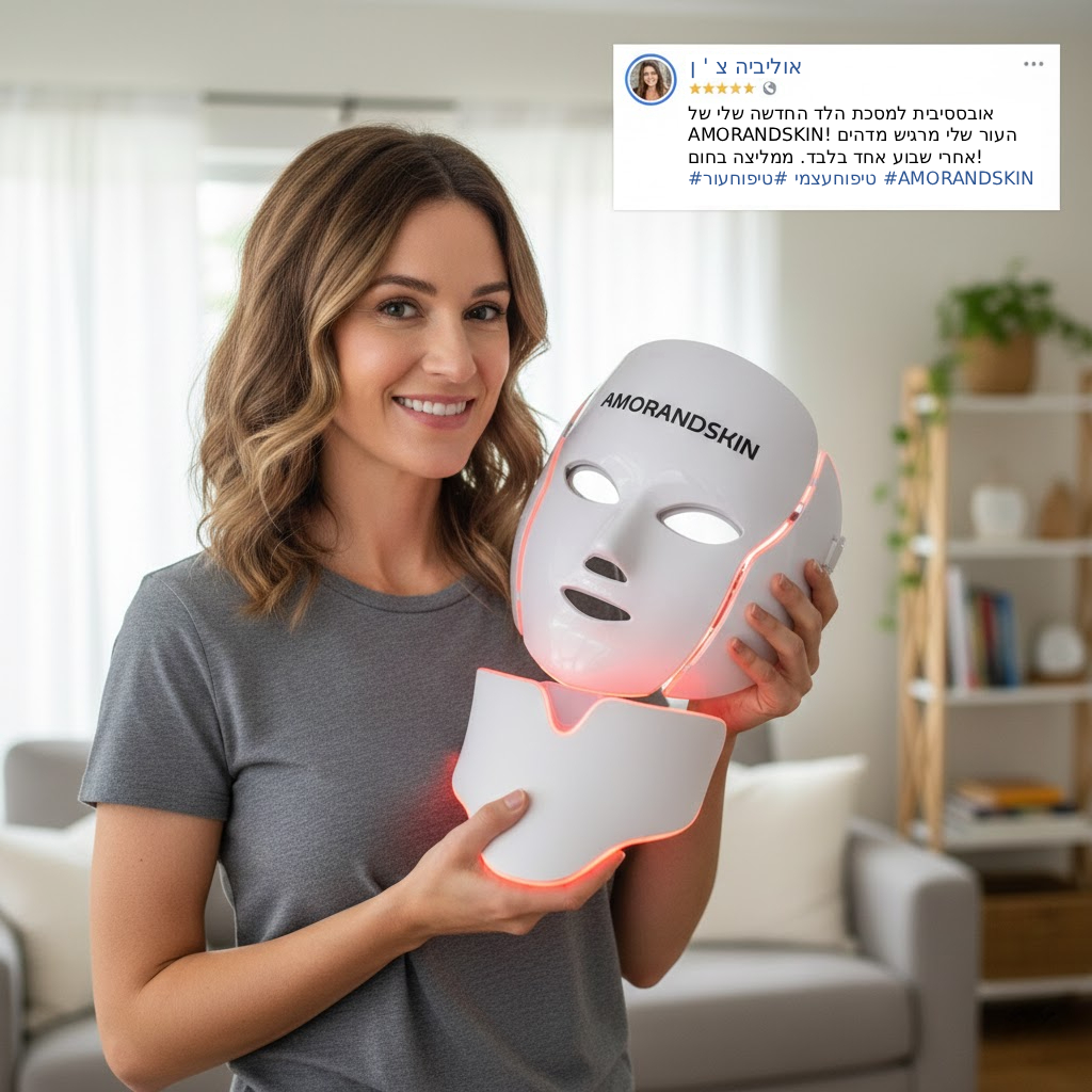 AMORANDSKIN – מסכת LED מתקדמת להצערת העור וטיפול מקצועי מהבית