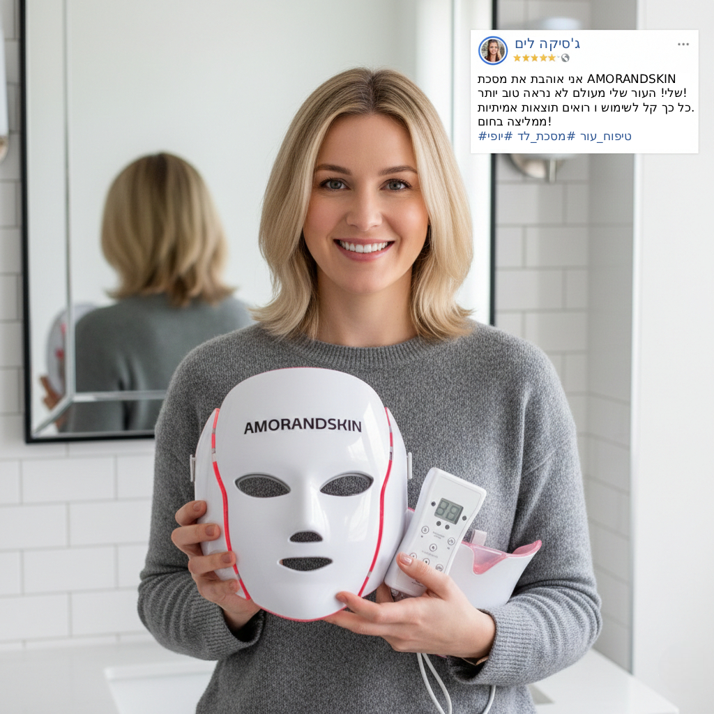 AMORANDSKIN – מסכת LED מתקדמת להצערת העור וטיפול מקצועי מהבית