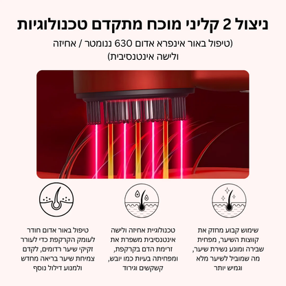 מכשיר טיפוח קרקפת בעזרת אור אינפרא-אדום לצמיחת שיער ושיקום שורשים